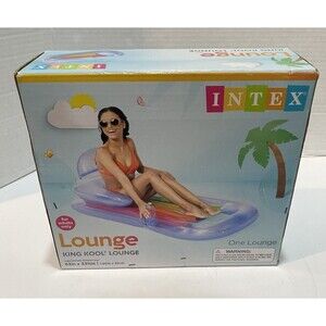 Intex King Kool Lounge Inflatable Swimming Pool Lounger Headrest Cupholder
